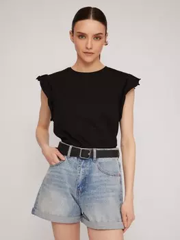 Топ из хлопка с рукавами-воланами