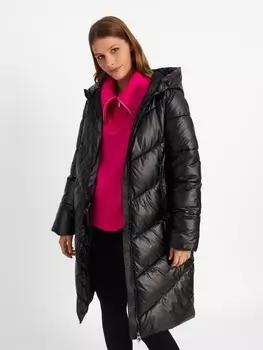 Тёплая длинная куртка-пальто с капюшоном