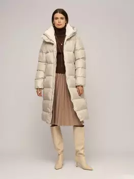 Тёплая длинная куртка-пальто с капюшоном