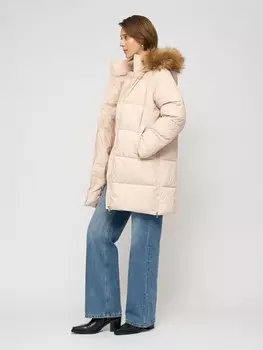 Тёплая куртка-пальто с капюшоном и боковыми шлицами на молниях