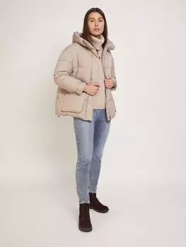 Тёплая куртка силуэта оверсайз с капюшоном