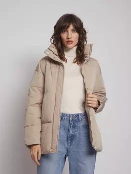 Тёплая оверсайз куртка с воротником