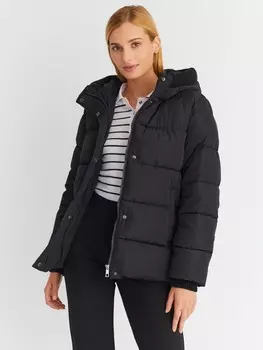 Тёплая стёганая куртка с капюшоном и внутренними манжетами-риб