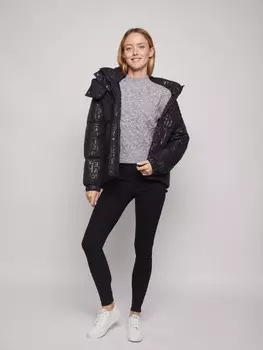 Тёплая стёганая куртка с принтом