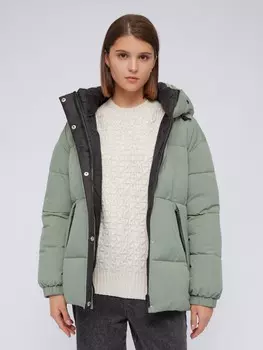 Тёплая стёганая оверсайз куртка с капюшоном