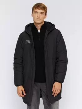 Тёплая удлинённая куртка-парка на синтепоне с капюшоном