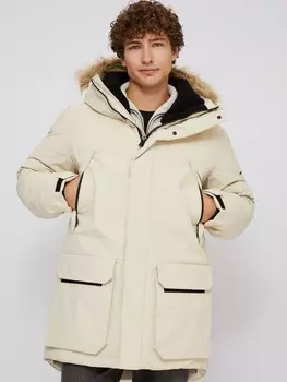 Тёплая удлинённая куртка-парка с капюшоном