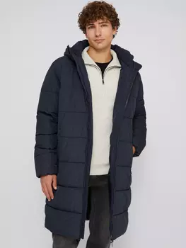 Тёплая удлинённая куртка с капюшоном