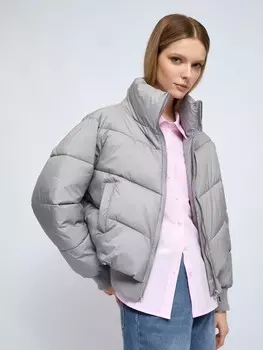 Тёплая укороченная куртка с высоким воротником