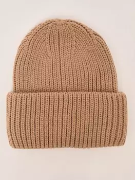 Тёплая вязаная шапка-бини из акрила с отворотом