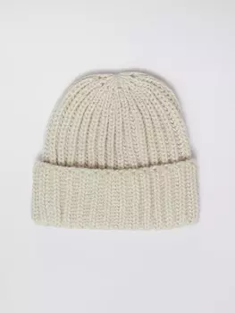 Тёплая вязаная шапка-бини из акрила с отворотом