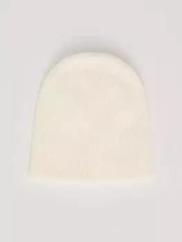 Тёплая вязаная шапка-бини из шерсти без отворота