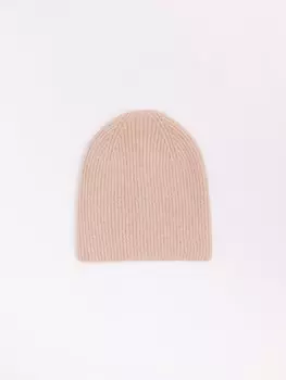 Тёплая вязаная шапка-бини из шерсти без отворота