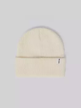 Тёплая вязаная шапка-бини с отворотом