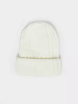 Тёплая вязаная шапка-бини с отворотом