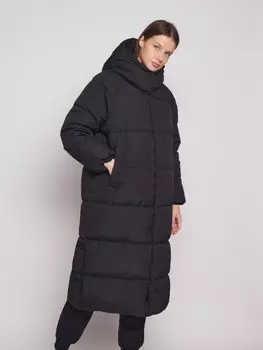 Тёплое оверсайз пальто с капюшоном