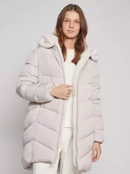 Тёплое пальто с меховым капюшоном