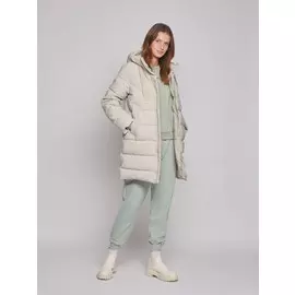 Тёплое стёганое пальто с капюшоном