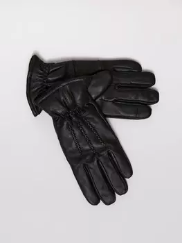 Тёплые кожаные перчатки с экомехом