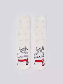 Тёплые махровые носки с новогодним принтом