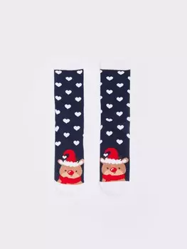 Тёплые махровые носки с новогодним рисунком