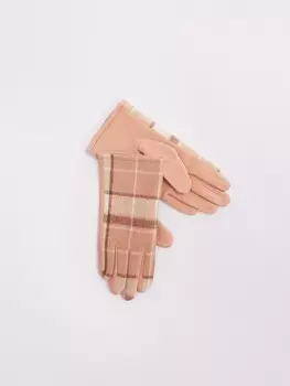 Тёплые перчатки в клетку с начёсом внутри