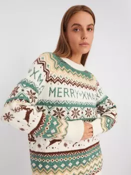 Тёплый вязаный джемпер с новогодним узором