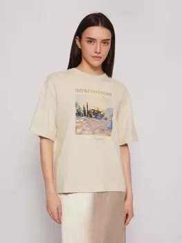 Трикотажная футболка из хлопка с принтом