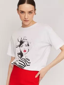 Трикотажная футболка из хлопка с принтом