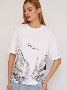 Трикотажная футболка из хлопка с принтом