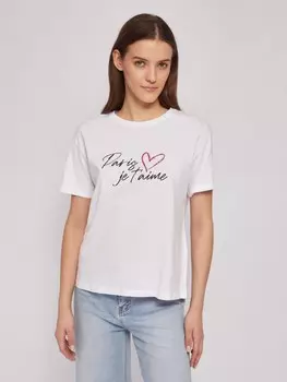 Трикотажная футболка из хлопка с принтом-надписью