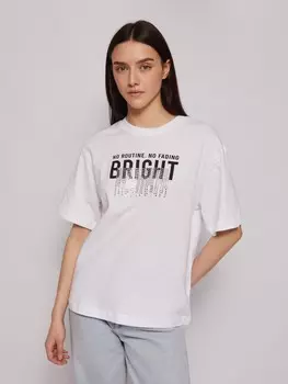 Трикотажная футболка из хлопка со стразами