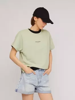 Трикотажная футболка с коротким рукавом и принтом-надписью