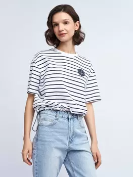 Трикотажная футболка в полоску на кулиске