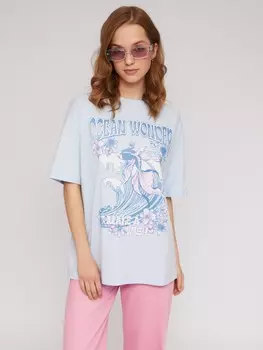 Трикотажная оверсайз футболка из хлопка с принтом