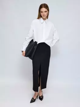 Трикотажная прямая юбка макси на резинке