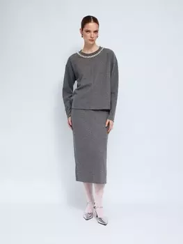 Трикотажная прямая юбка на резинке