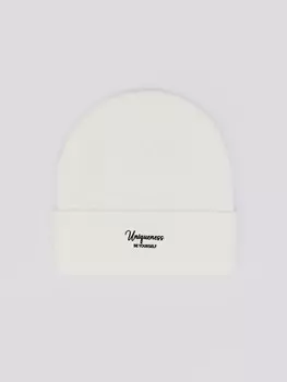 Трикотажная шапка-бини из акрила с отворотом