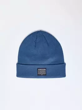 Трикотажная шапка-бини с отворотом