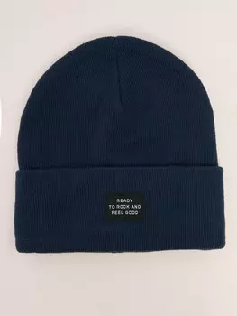 Трикотажная шапка-бини с отворотом и подкладкой из флиса