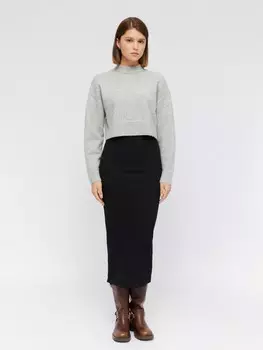 Трикотажная юбка-карандаш длины миди на резинке