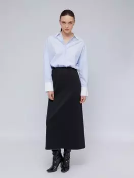 Трикотажная юбка макси прямого силуэта с разрезом