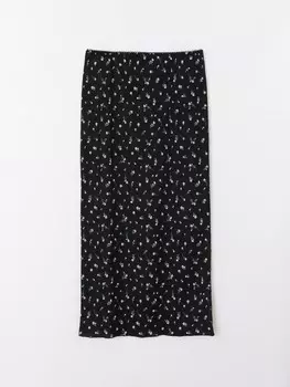 Трикотажная юбка на резинке с цветочным принтом