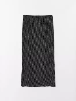 Трикотажная юбка на резинке в горошек