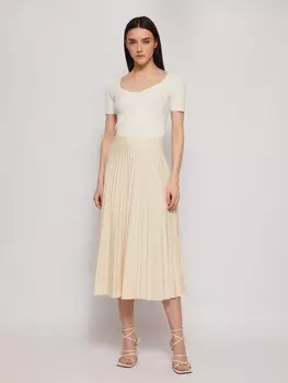 Трикотажная юбка плиссе длины миди на резинке