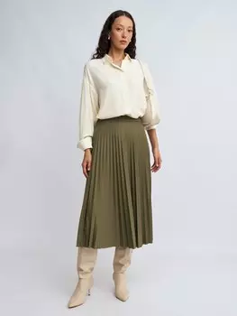 Трикотажная юбка плиссе длины миди на резинке