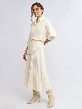 Трикотажная юбка плиссе длины миди на резинке