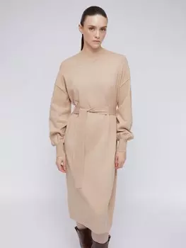 Трикотажное платье-джемпер с поясом на талии