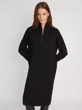 Трикотажное платье-свитер с высоким горлом на молнии