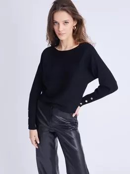 Трикотажный джемпер фасона "летучая мышь" с декоративными пуговицами